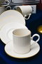 Hermia Juego de Tazas de Café Blanco y Dorado (12 Piezas) de Porcelana